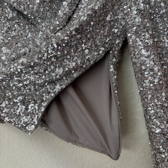 Express Sequin One Shoulder Puff Sleeve Top NYE New Years - Picture 9 of 10